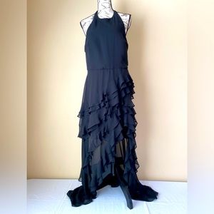 NWT MSK Chiffon Ruffle Halter Top High Low Dress Sz 8 Org $99
